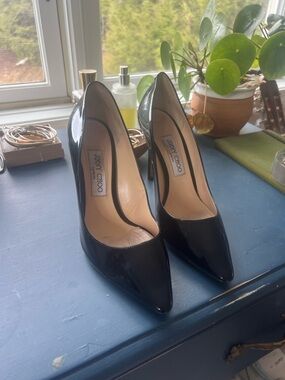 Jimmy Choo Black Patent Leather Pointed Stiletto Pumps